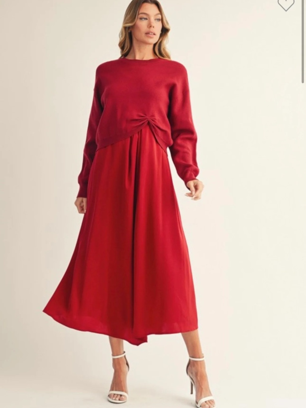Burgundy Sweater Overlay Holiday Dress NWT